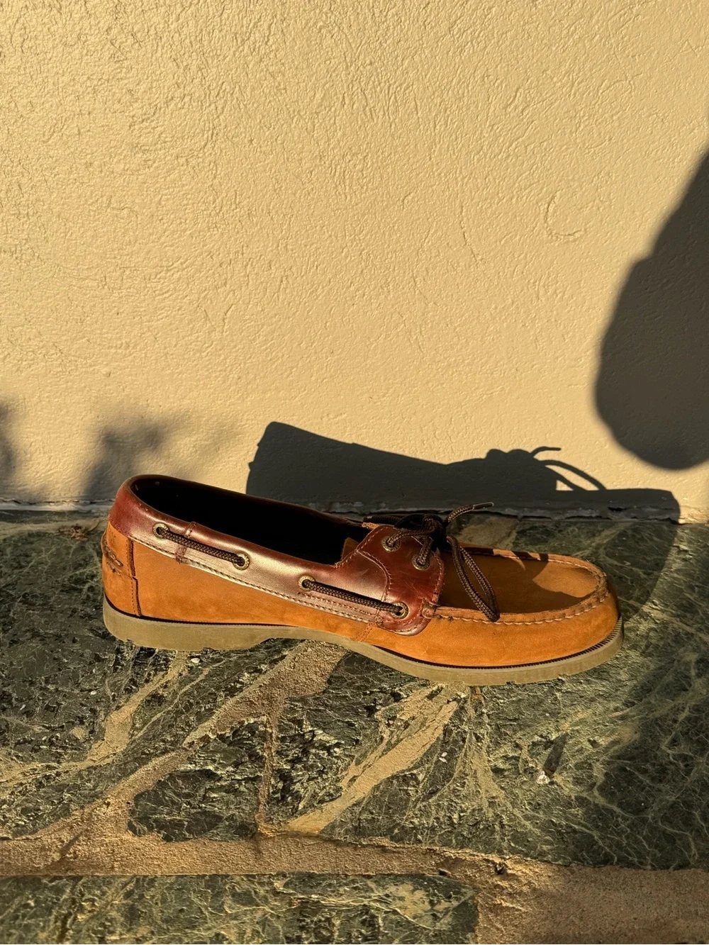Sperry Two-Tone Brown Leather & Tan Suede Boat Shoes